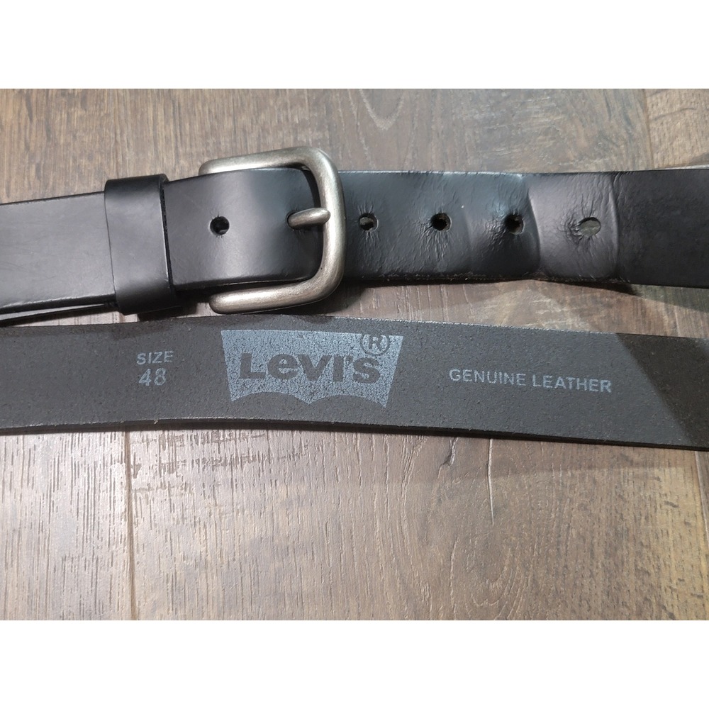 Levis Mens Black Genuine Leather Belt Silver Buckle Size 48 17LV02PP Guatemala